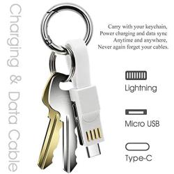 Keychain Charger Magnetic Portable Charging Cable 3 in 1 Multi Short Small Fast Charging Cord Compatible All Smartphones Smart Device (White)