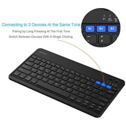 Arteck HB220B Universal Backlit 7-Colors & Adjustable Brightness Multi-Device Slim Portable Wireless Bluetooth 3.0 Keyboard for iOS, Android, Windows Tablet PC Smartphone Built in Rechargeable Battery