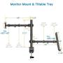 Laptop Monitor Mount Stand with Keyboard Tray, Adjustable Notebook Desk Mount with Clamp and Grommet Mounting Base for 13 to 27 Inch LCD Computer Screens Up to 22lbs, Notebook up to 15.6”, Black