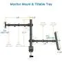 Laptop Monitor Mount Stand with Keyboard Tray, Adjustable Notebook Desk Mount with Clamp and Grommet Mounting Base for 13 to 27 Inch LCD Computer Screens Up to 22lbs, Notebook up to 15.6”, Black