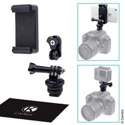 CamKix Hot Shoe Mount Adapter Kit Compatible with Phone, Action Cam to The Flash Mount of Your DSLR Camera - Record Your Photo Shoot or use Phone Apps for Lighting