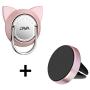 Magnetic Phone Ring Holder Cat with Car Mount, Magnet Swivel Phone Finger Ring Stand, 360 Degree Ring Grip for Cell Phone and Tablet (1 Set,Rose Gold)