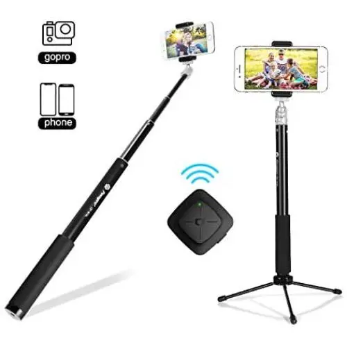 Fotopro 36" Selfie Stick with Bluetooth Remote Cliker, Phone Tripod Mount, Removable Mini Tripod, Extendable Monopod Travel Tripod Stand for Android Smartphone iPhone Samsung Galaxy Huawei Fotopro 36" Selfie Stick with Bluetooth Remote Cliker, Phone Tripod Mount, Removable Mini Tripod, Extendable Monopod Travel Tripod Stand for Android Smartphone iPhone Samsung Galaxy Huawei