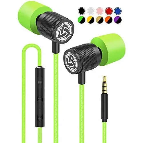 Wired Earbuds - LUDOS Ultra in Ear Headphones with Microphone, Earphones with Mic and Volume Control, Memory Foam, Reinforced Cable, Bass Compatible with iPhone, Apple, iPad, Computer, Laptop, PC