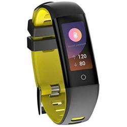 Geber Fitness Tracker HD Screen Activity Record Pedometer Calorie Counter Heart Rate Blood Pressure Sleep Monitor Color Band Smart Bracelet Android iOS Bluetooth Watch for Women Men (Yellow)