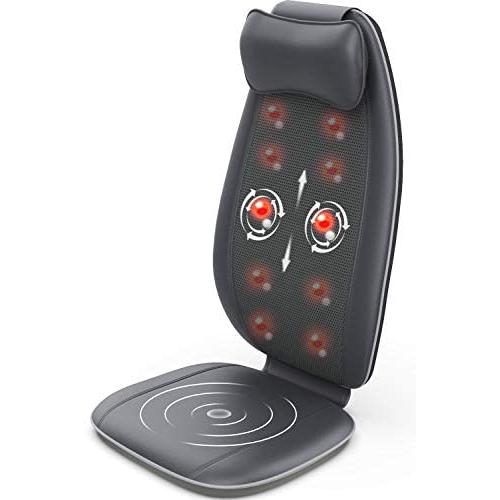 Back Massager, RENPHO S-Shaped Shiatsu Massage Seat Cushion with Vibration, Heat, Deep Kneading Rolling, Massage Chair Pad for Shoulder Waist Hips Muscle Pain Relief. Use at Home & Office & Car