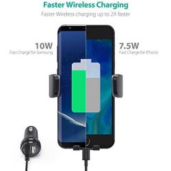 RAVPower Wireless Qi Fast Charger 7.5W/ 10 W Car Mount Kit, Automatic Phone Holder Air Vent, Compatible with iPhone XR XS Max X 8 Plus Galaxy S9 S8 Note 9 8 5 and & Qi-Enabled Device