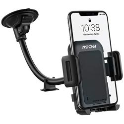 Windshield Phone Mount Holder, Mpow Upgraded Phone Holder for Car Windshield, Long Arm Washable Suction Cup Car Cradle Compatible with iPhone 11 Pro Max, XS Max, XS, XR/X/8/7/6 Plus Etc