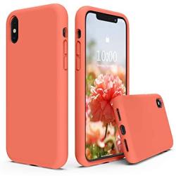 SURPHY Silicone Case for iPhone X iPhone Xs Case, Soft Liquid Silicone Shockproof Phone Case (with Microfiber Lining) Compatible with iPhone Xs (2018)/ iPhone X (2017) 5.8 inches (Nectarine)