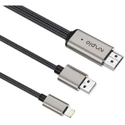 HDMI Cable for iPhone iPad - Compatiable with iPhone to TV HDMI Cable, 1080P Digital AV Adapter HDTV Cable for iPhone XR, X, 8, 7, 6, iPad Air, Mini, Pro, iPod Touch (Silver)