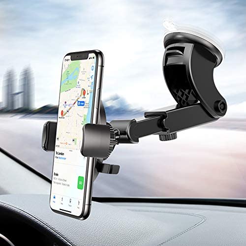 FLOVEME Windshield Car Phone Mount - Cell Phone Holder for Car Hands Free Strong Suction Cup Dashboard Phone Mount Compatible with iPhone 11 Pro Max XS X XR 8 7 6 Plus Samsung S20 S10 S9 Note 10 9 A30