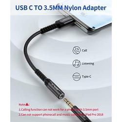 USB Type C to 3.5mm Female Headphone Jack Adapter, JSAUX USB C to Aux Audio Dongle Cable Cord Compatible with Pixel 4 3 2 XL, Samsung Galaxy S20 Ultra Z Flip S20+ Note 10 S10 S9 Plus, iPad Pro(Black)