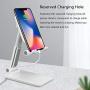 Cell Phone Stand,Nesyd Angle Height Adjustable Desktop Holder Tablet Stand Mobile Phone Mount for Desk Sturdy Aluminum Metal Stand Compatible with Mobile Phone/iPad/Kindle/Tablet (White)