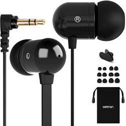 Betron B750s Earphones, Wired in-Ear Headphones, Noise Isolating Tangle-Free Earbuds, Heavy Deep Bass, Compatible with iPhone, iPad, MP3 Players, Samsung Smartphones, Tablets and Laptops, Black