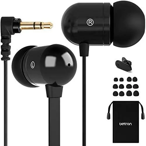Betron B750s Earphones, Wired in-Ear Headphones, Noise Isolating Tangle-Free Earbuds, Heavy Deep Bass, Compatible with iPhone, iPad, MP3 Players, Samsung Smartphones, Tablets and Laptops, Black Betron B750s Earphones, Wired in-Ear Headphones, Noise Isolating Tangle-Free Earbuds, Heavy Deep Bass, Compatible with iPhone, iPad, MP3 Players, Samsung Smartphones, Tablets and Laptops, Black