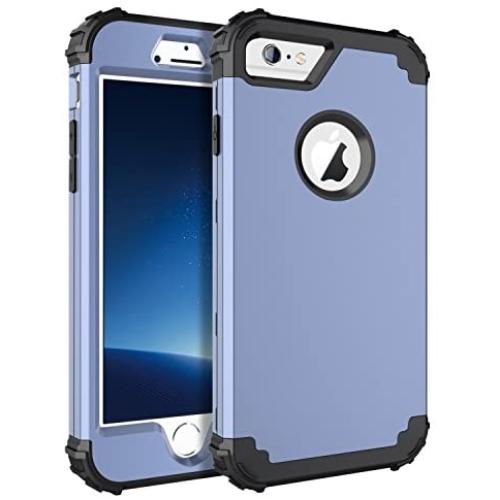 BENTOBEN iPhone 6 Case, iPhone 6S Case, Hybrid Hard PC Soft Rubber Heavy Duty Rugged Bumper Shockproof Anti Slip Cover Full Body Protective Case for iPhone 6/6S, Coral Blue