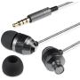 Betron B25 Earphones with Mic and Volume Control, Powerful Bass, Noise Isolating in-Ear Headphones, Replaceable Earbuds, Compatible with iPhone, iPad, Tablets, Samsung Mobile Phones, Black