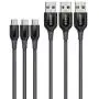 USB Type C Cable, Anker [3-Pack 6ft] Powerline+ USB-C to USB-A, Double-Braided Nylon Fast Charging Cable, for Samsung Galaxy S10/ S9 / S9+ / S8 / S8+ and More[Gray]