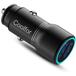 Fast Car Charger,Coolfor 36W Dual Fast USB Car Charger Adapter Compatible with iPhone 11/Xs/Xs max/Xr/X/8/7/6/5,iPad Pro/Air/Mini/,Samsung Galaxy S10/S9/S9+/S8/S7,Note 9/Note8,LG,Pixel and More,Black