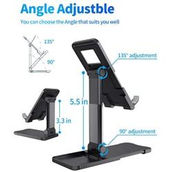 Cell Phond Holder Stand for Desk, Height Adjustable iPad Stand for Video conferencing, Foldable & Portable Desktop Phone Cradle, Compatible with iPhone 11 Pro Xs XR 8 X, Samsung A20 S10, iPad Pro 11