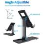 Cell Phond Holder Stand for Desk, Height Adjustable iPad Stand for Video conferencing, Foldable & Portable Desktop Phone Cradle, Compatible with iPhone 11 Pro Xs XR 8 X, Samsung A20 S10, iPad Pro 11