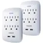 PHILIPS Surge Protector, 2 Pack, 6 Outlet, 2 USB Ports, 900 Joules, Wall Adapter, Extender, Charges Smartphones, White, SPP6266WB/37 PHILIPS Surge Protector, 2 Pack, 6 Outlet, 2 USB Ports, 900 Joules, Wall Adapter, Extender, Charges Smartphones, White, SPP6266WB/37