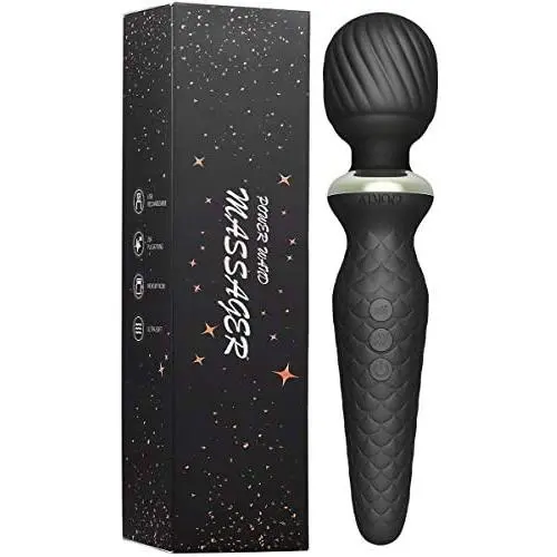 Rechargeable Personal Wand Massager, ATMOKO Upgraded Powerful Wand Massager with Memory 25 Modes 5 Speeds, Travel Pouch Included, Quiet Waterproof & Handheld for Neck Back Stress Relief, Black Rechargeable Personal Wand Massager, ATMOKO Upgraded Powerful Wand Massager with Memory 25 Modes 5 Speeds, Travel Pouch Included, Quiet Waterproof & Handheld for Neck Back Stress Relief, Black