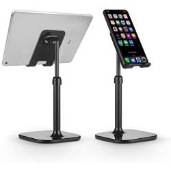 Cell Phone Stand, Moreslan Angle Height Adjustable Phone Stand Holder Tablet Stand for Desk, Compatible with iPhone Android Phones Tablet Kindle - Black