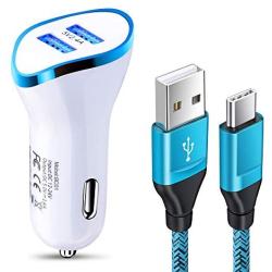 C Port Car Charger + USB C Charging Cable Compatible with S20 Ultra S20 S10 S10E S9 S8 Plus,LG V50 V40 V35 G8 G7 ThinQ,V30 V20 G6 G5,LG Stylo 4 5,Moto G8 G7 G6 Z3 Z2,Google Pixel 3 2 XL, Nexus 5X 6P