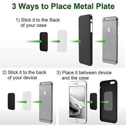 Universal Metal Plates with 3M Adhesive for All Magnetic Car Mounts, Cell Phone, Tablet Holder, Cradle-Less, Air Vent Mount, 6 Rectangular, 6 Round, Black