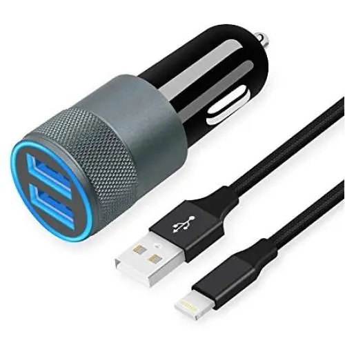 USB Car Charger Adapter, 4.8A/24W Dual Ports Fast Charging, Compatible for Apple iPhone 11 Pro Max/11 Pro/11/XS MAX/XS/XR/X/SE 2020/8 Plus/8/7 Plus/7/6s/6/iPad Air/Mini, with 3.3FT Cloth Braided Cable USB Car Charger Adapter, 4.8A/24W Dual Ports Fast Charging, Compatible for Apple iPhone 11 Pro Max/11 Pro/11/XS MAX/XS/XR/X/SE 2020/8 Plus/8/7 Plus/7/6s/6/iPad Air/Mini, with 3.3FT Cloth Braided Cable