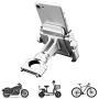 vicelecus Motorcycle Phone Mount, Adjustable Anti Shake Metal Bike Phone Holder for iPhone X/8/7/6 Plus Samsung Galaxy S9/S8/S7/S6 GPS, Holds Devices up to 3.7" Width (Silver)