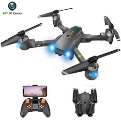 Drone with Camera for Adults - 120° Wide Angle RC Quadcopter for Beginner, WiFi FPV Live Video, Altitude Hold, Headless Mode, Stable Shot, Voice Control, Trajectory Flight, One Key Take Off, VR Game