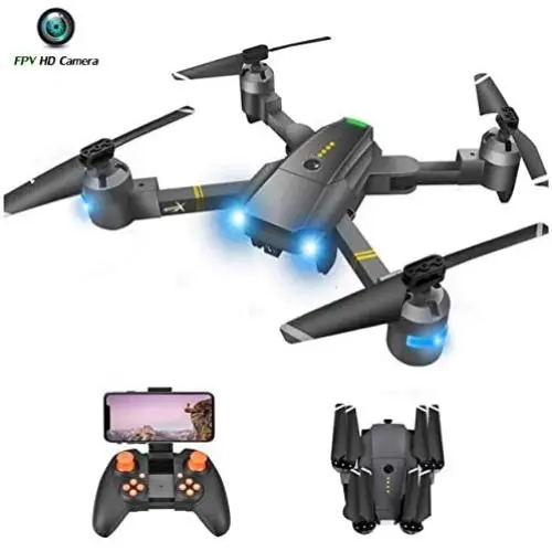 Drone with Camera for Adults - 120° Wide Angle RC Quadcopter for Beginner, WiFi FPV Live Video, Altitude Hold, Headless Mode, Stable Shot, Voice Control, Trajectory Flight, One Key Take Off, VR Game Drone with Camera for Adults - 120° Wide Angle RC Quadcopter for Beginner, WiFi FPV Live Video, Altitude Hold, Headless Mode, Stable Shot, Voice Control, Trajectory Flight, One Key Take Off, VR Game