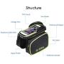 AIXIN B-Soul Bike Tube Frame Bag Saddle Bag Touchscreen Phone Bag 6.2Inch Cellphone Bicycle Riding Bag Waterproof