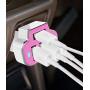 Aduro 4 Port Car Charger Adapter, 12V Fast Car Charger USB Adapter Power Station 5.2A/26W Output (Pink)