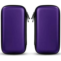iMangoo Shockproof Carrying Case Hard Protective EVA Case Impact Resistant Travel 12000mAh Bank Pouch Bag USB Cable Organizer Earbuds Sleeve Pocket Accessory Smooth Coating Zipper Wallet Purple