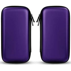 iMangoo Shockproof Carrying Case Hard Protective EVA Case Impact Resistant Travel 12000mAh Bank Pouch Bag USB Cable Organizer Earbuds Sleeve Pocket Accessory Smooth Coating Zipper Wallet Purple