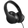 LORELEI X6 Over-Ear Headphones with Microphone, Lightweight Foldable & Portable Stereo Bass Headphones with 1.45M No-Tangle, Wired Headphones for Smartphone Tablet MP3 / 4 (Space Black)