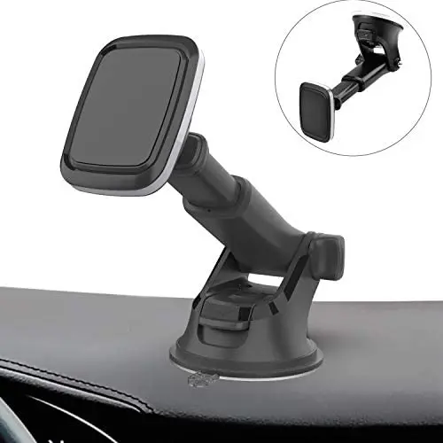 Suction Cup Magnetic Phone Car Mount with Quick Extendable Telescopic Arm, Industrial-Strength Suction Cup, 6 Strong Magnets, 3 Metal Plates, Dashboard Windshield Holder for All iPhone Cell Phone Suction Cup Magnetic Phone Car Mount with Quick Extendable Telescopic Arm, Industrial-Strength Suction Cup, 6 Strong Magnets, 3 Metal Plates, Dashboard Windshield Holder for All iPhone Cell Phone
