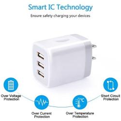 USB Wall Charger, Hootek 2-Pack USB Wall Plug 3-Port Charging Box 3.1A Power Adapter Multi Port Quick Charger Block Cube Compatible for iPhone XR/XS/XS MAX/X/8/7/6S Plus, iPad, Samsung, LG, HTC, Moto