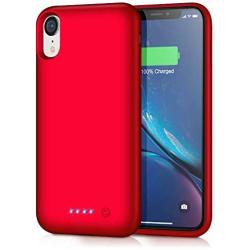 Trswyop Battery Case for iPhone XR, 6800mAh Portable Charging Case for iPhone XR Rechargeable Backup External Battery Pack Extended Battery Protective Charger Case(6.1inch)-Red