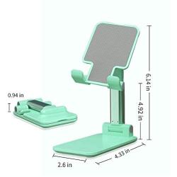 Sexeeg Portable Cell Phone Stand for Desk, Adjustable Foldable Tablet Mount Mobile Phone Holder for Desktop, Bed, Compatible with All Smartphones (Green)