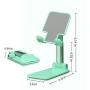Sexeeg Portable Cell Phone Stand for Desk, Adjustable Foldable Tablet Mount Mobile Phone Holder for Desktop, Bed, Compatible with All Smartphones (Green)