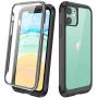 Diaclara Clear Designed for iPhone 11 Case, Full Body Rugged Case with Built-in Touch Sensitive Anti-Scratch Screen Protector, Soft TPU Bumper Case Cover for iPhone 11 6.1" (Black and Clear)