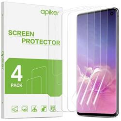 [4 Pack] Screen Protector for Galaxy S10, apiker Upgraded Full Coverage Screen Protector for Samsung Galaxy S10 - HD Clear Film, Case Friendly