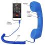 Retro Handset, Cell Phone Handset Anti Radiation 3.5mm Mini Microphone Speaker for iPhone iPad,Mobile Phones,Computer Blue