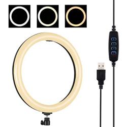 Selfie Ring Light with Tripod Stand with Phone Holder for, Live Stream,Self-Portrait Shooting (Black,1 X Fill Light +1 X Mobile Phone Clip, 11.8in)