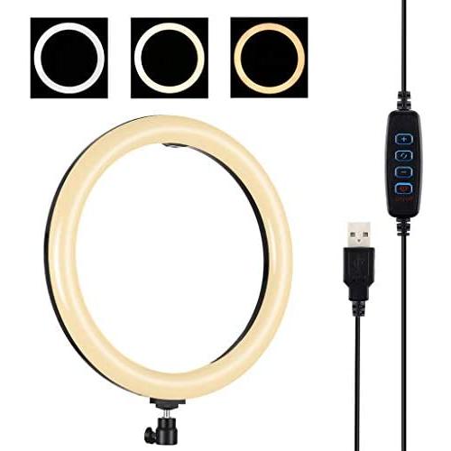Selfie Ring Light with Tripod Stand with Phone Holder for, Live Stream,Self-Portrait Shooting (Black,1 X Fill Light +1 X Mobile Phone Clip, 11.8in)