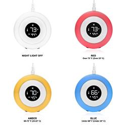 Kelvin Color Changing Nursery Night Light, Customizable Room Thermometer and Hygrometer for Children/Kids